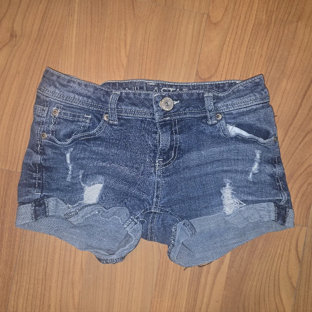 Vanilla Star Blue Jean Shorts Distressed Raw Hem - Picture 1 of 4